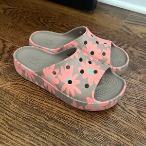 Floral platform crocs